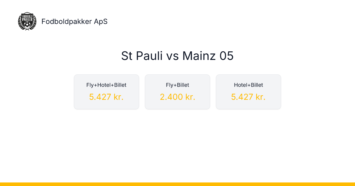 Fodboldrejse til St Pauli vs Mainz 05 - Billetter, Hotel & Fly